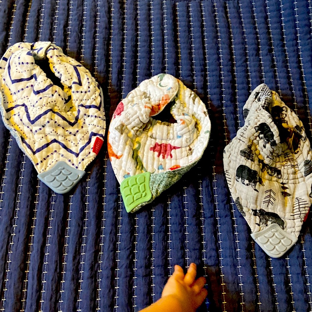 3 set of Muslin Cotton Drool and Teether reversible bibs by Nuby